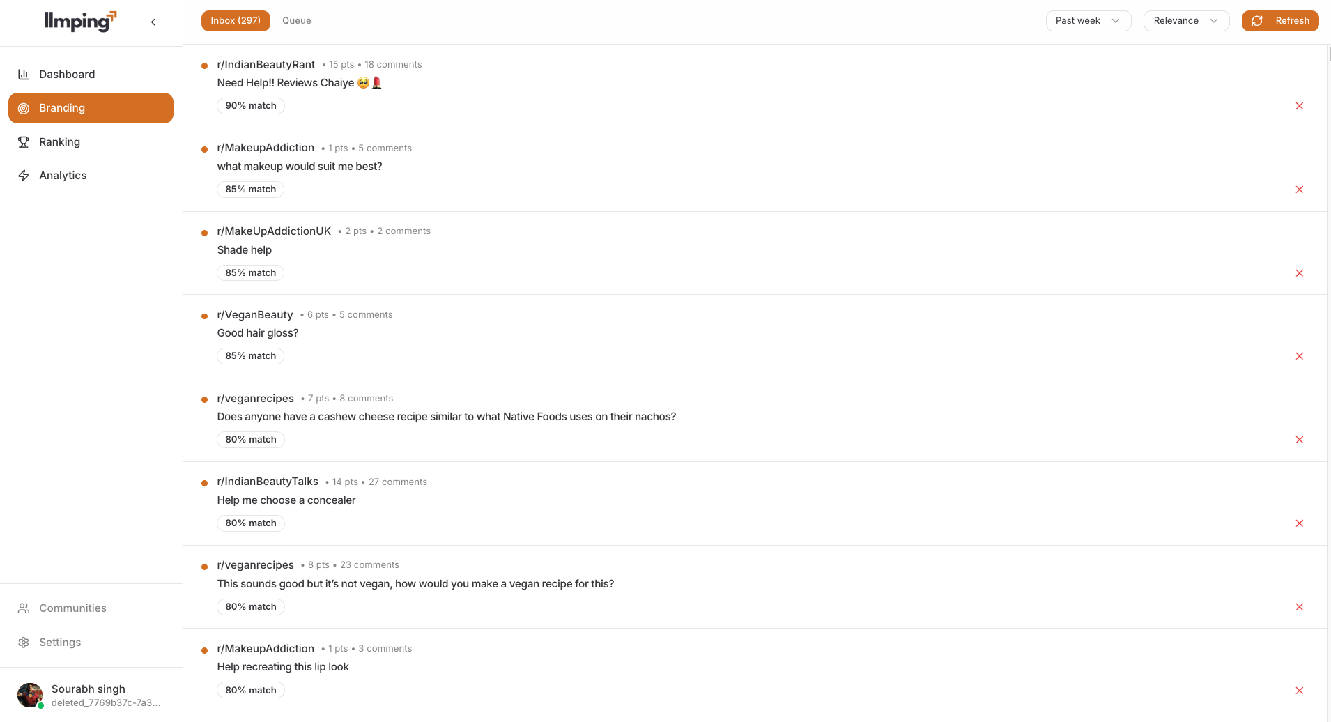 LLMPing Reddit Conversations Interface